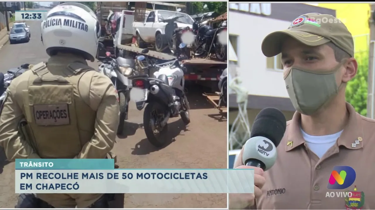 Trânsito: PM recolhe mais de 50 motocicletas em Chapecó