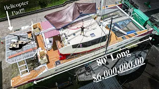 Abandoned $6M Helicopter Catamaran Sailboat (Full Tour)