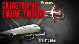 Delta Flight 2725 CATASTROPHIC Engine Failure diverts to Fresno Real ATC