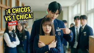 🔥CHICA ENAMORA A LOS 4 CHICOS MAS POPULARES DE LA ESCUELA Y SE PELEAN|Mejor Resumen
