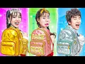 Download Lagu Siswa Miskin Vs Kaya Vs Kaya Raya Di Pesta | Baby Doll Bangkrut Berpura-pura Menjadi Kaya!
