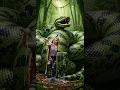 Forest anaconda swallows female explorer