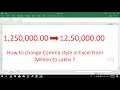 How to change Comma Style in Excel from Million to Lakhs