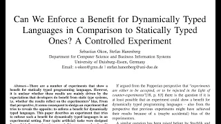 Static vs dynamic typed languages an intentionally rigged experiment