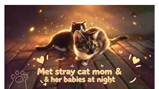 I came across this mother cat and her kittens while out for a walk at night.#cat #kitten
