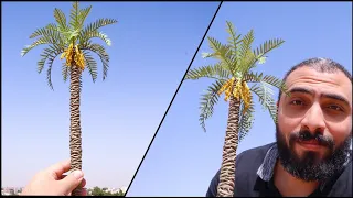 طريقة عمل مجسم نخلة واقعى بخامات بسيطة Diy Miniature Palm Tree 