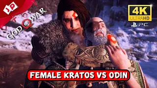 Female Kratos vs Odin Gameplay God of War PC Mods 4K 60fps