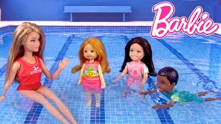 Barbie & Ken Doll Family Swimming Lesson Routine