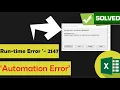 Solving Excel Run Time Error -2147 Automation Error in Minutes Excel Tech Tricks