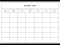 August 2026 Blank Calendar Printable PDF Template A4 US Letter Minimal Monthly Planner