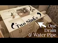Install Double Bowl Sink Vanity w Only One Wall Water Pipe Connection Drain Pipe Using PVC