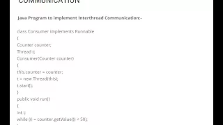JAVA PROGRAM TO IMPLEMENT INTERTHREAD COMMUNICATION