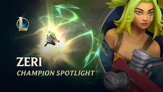zeri champion spotlight gameplay league of legends