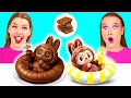 Real Food vs Chocolate Food Challenge | Kitchen Hacks and Recipes by BaRaFun Challenge