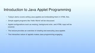 Introduction to Java Applet Programming Lecture 06 Demonstration-II