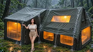 Nonstop Heavy Rain Camping☔️Pouring Rain & Thunderstorms⚡️Rain ASMR