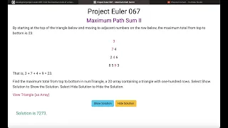 Project Euler 067 - Maximum Path Sum II