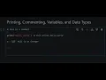 Lesson 2 Printing Comments Variables and Data Types