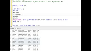 SQL Tutorial Using ROW - NUMBER to List Top 5 Highest Salaries in Each Department Ray Vision