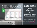 Weekly Meal Planner Spreadsheet Template with Automated Shopping List plan meals within minutes