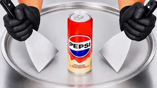 ASMR | Ice Cream Rolls - Pepsi Strawberry & Cream Flavor