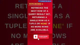 Fetchone Fetchmany Fetchall Python MySQL Interface Functions To Fetch Data