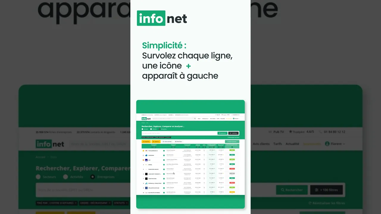 Créer et modifier des listes d'entreprise sur infonet.fr