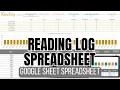Digital Reading Log Google Sheets Spreadsheet