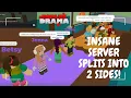 INSANE Total Roblox Drama server SPLITS into 2 SIDES HUGE DRAMA FIGHTS FUNNY MOMENTS