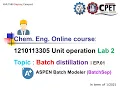 KMUTNB RY I CPet I ASPEN Batch Modeler Batch distillation lab EP 01