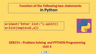Python Functions eval map list and split with Demonstrations GE8151-PSPP Tamil 52