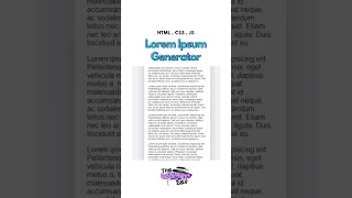 Lorem Ipsum Generator HTML CSS JAVASCRIPT JavaScript Project For Beginners