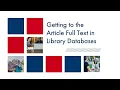 Getting to Article Full Text in Library Databases