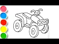 Quad Bike Drawing and Colouring Page for kids and Toddlers Let s learn to draw a quad Bike