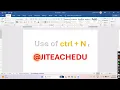 How to use Ctrl + N in MS Word using shortcut keys. Part 14. @JiTeachedu