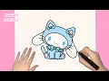 HOW TO DRAW CUTE CINNAMOROLL KITTY STEP BY STEP KAWAII DOODLE