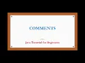 Comments in java java comments Java tutorial for beginners English