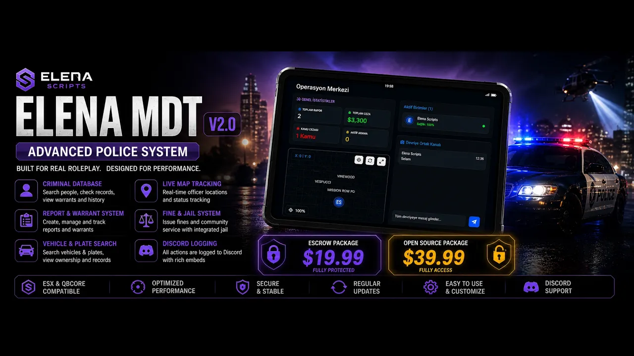 Advanced FiveM Police MDT | Elena MDT v2.0 | QB/ESX