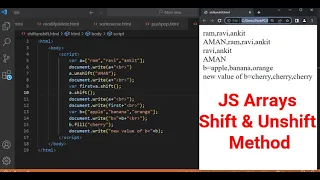 JavaScript Arrays Shift and Unshift Method JavaScript Tutorial in Hindi part 41