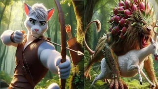 lovely cats' My adventure meet a monster'#ai #cat #long 😱😱😉😍