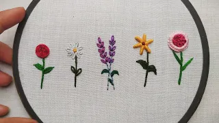 Download HAND EMBROIDERY FOR BEGINNERS || 5 Amazing Flowers Embroidery Tutorial || Let's Explore MP3