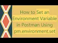 How to Set an Environment Variable in Postman Using pm environment set