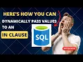 SQL Amazing Trick Dynamically Pass Values to IN clause Parametrize Values String - Split