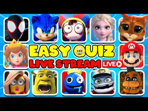 Download MP3 🔴LIVE STREAM GUESS MEME & CHARACTER | Disney Quiz,,Spider Man, Sonic, Mario, Minions