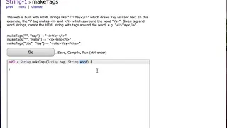 CodingBat makeTags Quick Easy Solution