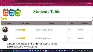 Create a Search Bar Filter Table using JavaScript