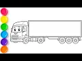 Trailer Truck Drawing Coloring for Kids Toddlers Easy Step by Step Truck Drawing Coloring