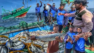 MOST DANGEROUS❗Fishing In Heavy Storm❗Net Full Of Fish 🐟 | Tamil Nadu Boat Fishing |