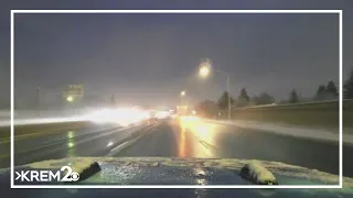 Latest road conditions on I-90 heading toward Spokane Valley