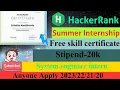HackerRank skill certification summer internship HackerRank python c java js Free certificate